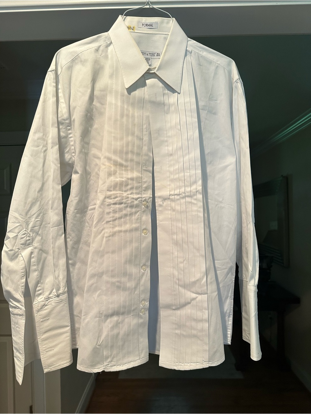 Joseph & Feiss Men’s White Pleated Formal Tuxedo Shirt 16.5 32/33 100% Cotton